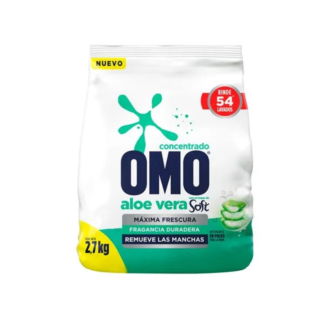 Detergente polvo OMO Sóft Áloe Vera 2.7 KG
